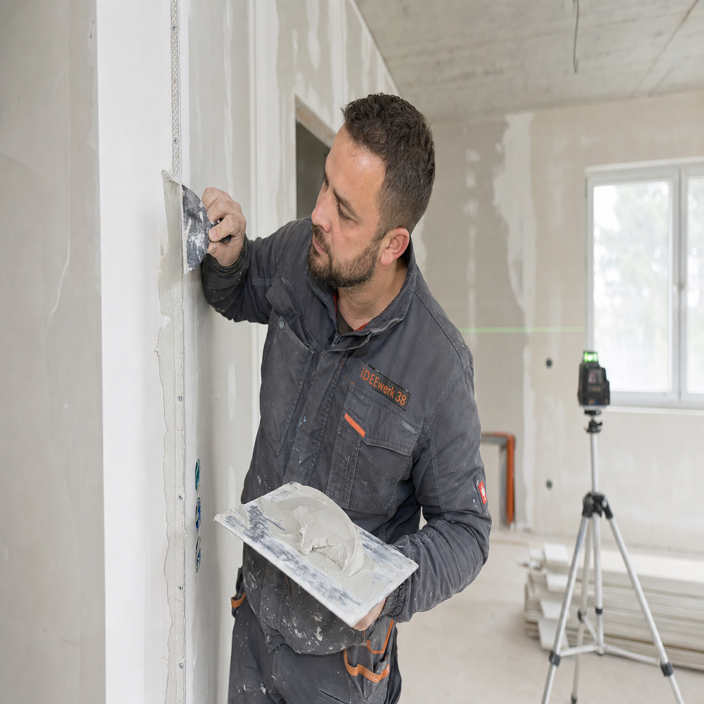 Handwerker bei Trockenbau-Arbeiten